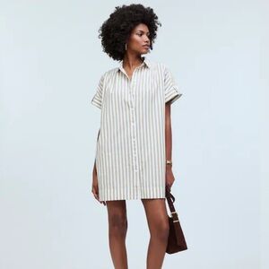 Madewell Collared Button-Front Mini Dress in Khaki